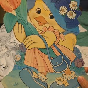 Cute Yellow Chick Wall Art with Blue Accents
